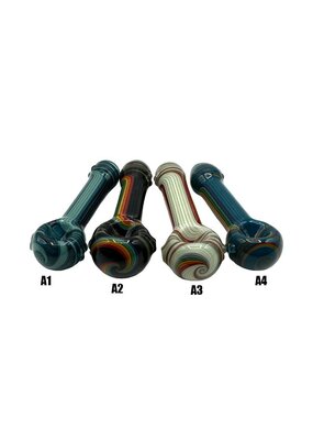 4" Hippie Hook Up Multi-Color Line Work Marty Hand Pipe