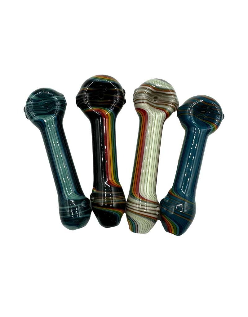 4" Hippie Hook Up Multi-Color Line Work Marty Hand Pipe