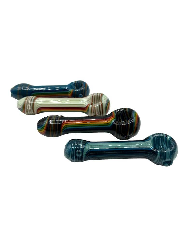4" Hippie Hook Up Multi-Color Line Work Marty Hand Pipe