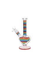 9" Rainbow Striped Heart Shaped Water Pipe