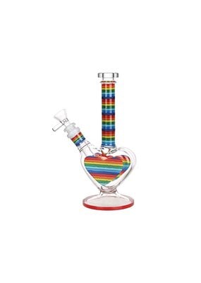 9" Rainbow Striped Heart Shaped Water Pipe