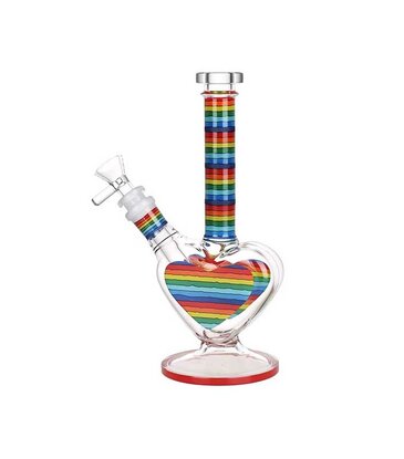 9" Rainbow Striped Heart Shaped Water Pipe