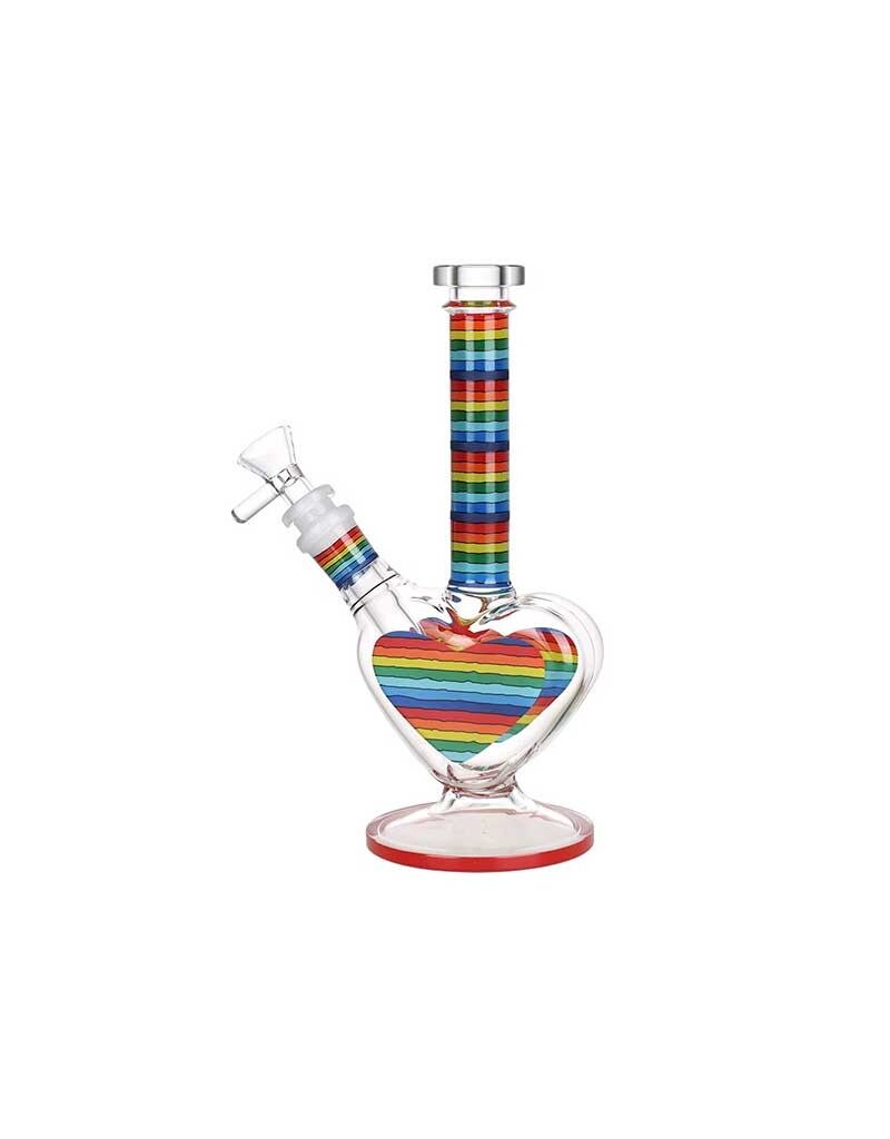 9" Rainbow Striped Heart Shaped Water Pipe