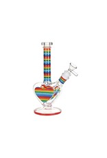 9" Rainbow Striped Heart Shaped Water Pipe