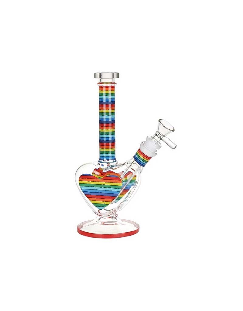9" Rainbow Striped Heart Shaped Water Pipe