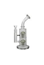 11" Bent Neck Stacked Double 8 Arm Tree Perc Water Pipe