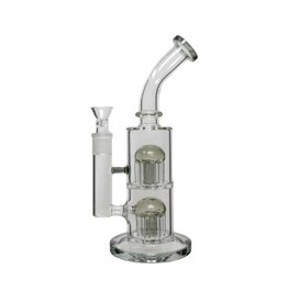 11" Bent Neck Stacked Double 8 Arm Tree Perc Water Pipe