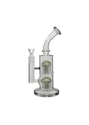 11" Bent Neck Stacked Double 8 Arm Tree Perc Water Pipe