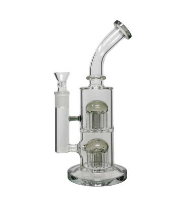 11" Bent Neck Stacked Double 8 Arm Tree Perc Water Pipe