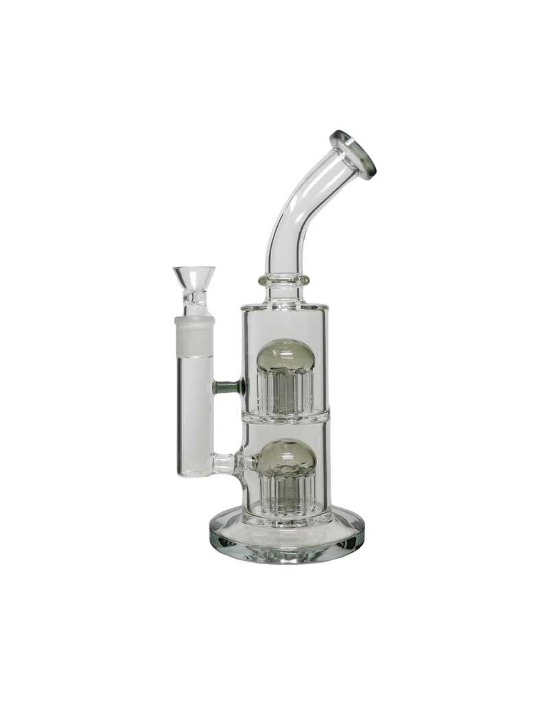 11" Bent Neck Stacked Double 8 Arm Tree Perc Water Pipe