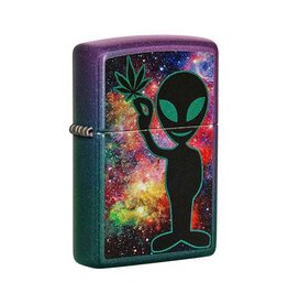 Alien With Marijuana Leaf Iridescent - Zippo Lighter