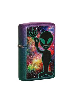 Alien With Marijuana Leaf Iridescent - Zippo Lighter