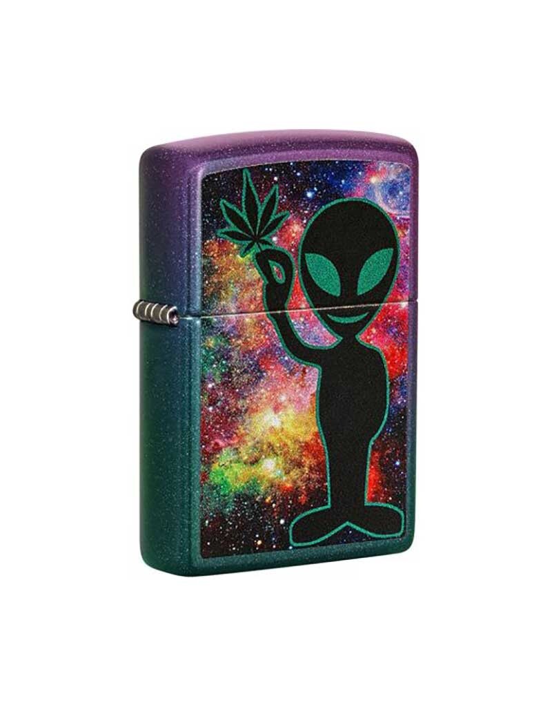 Alien With Marijuana Leaf Iridescent - Zippo Lighter