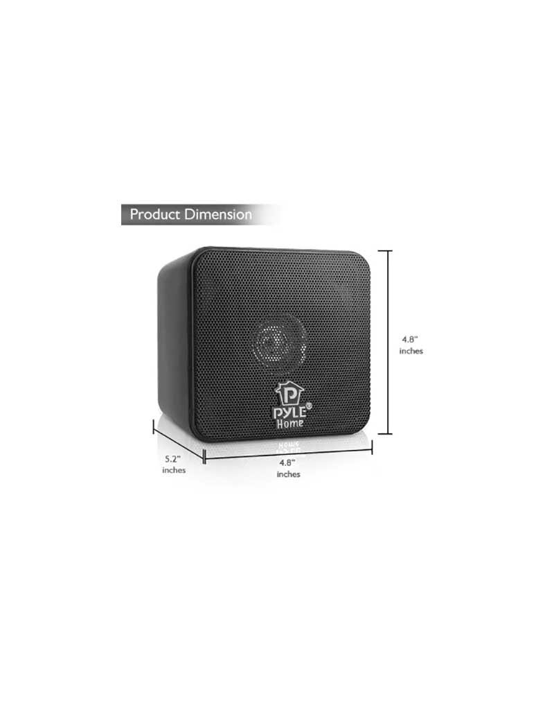 Pyle® 200-Watt 4-In. Mini-Cube Bookshelf Speaker Set - Black