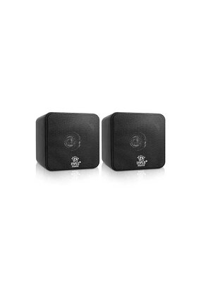 Pyle® 200-Watt 4-In. Mini-Cube Bookshelf Speaker Set - Black