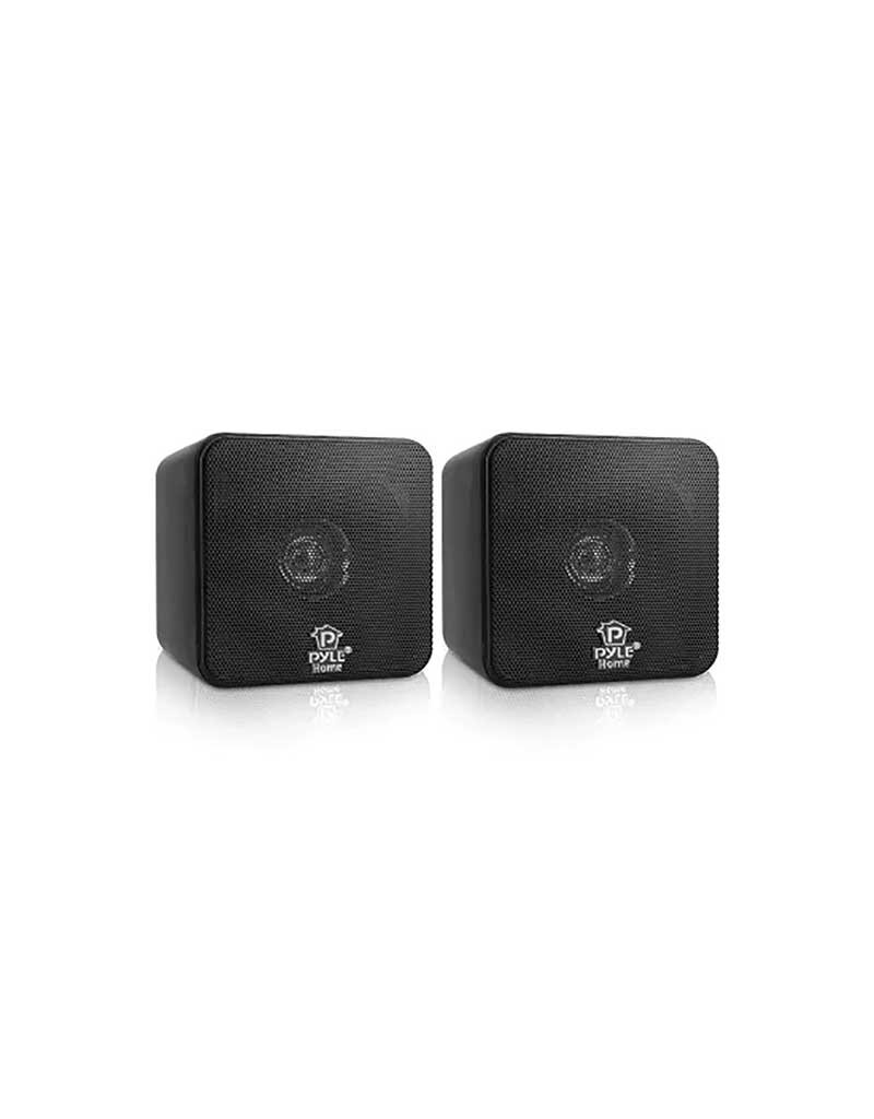 Pyle® 200-Watt 4-In. Mini-Cube Bookshelf Speaker Set - Black