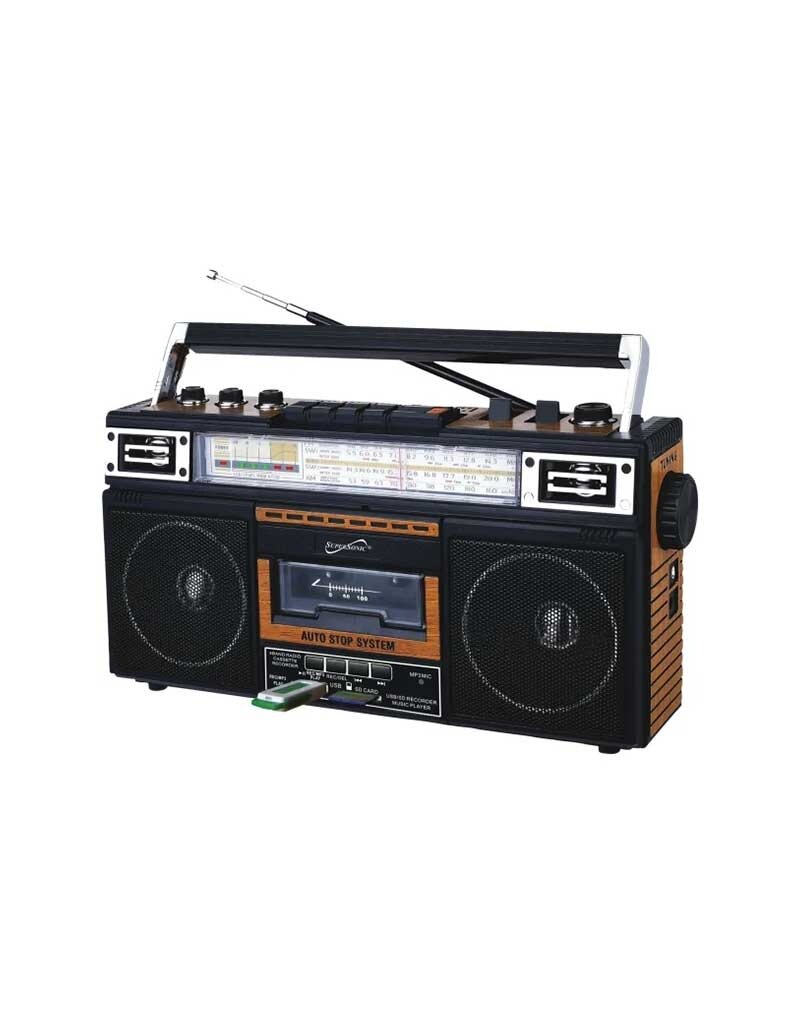 Supersonic Retro 4-Band Radio and Cassette Player w/ Bluetooth - Wood
