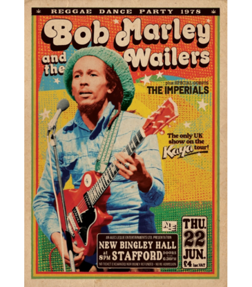 Bob Marley Bingley Hall Reggae Dance Party 1978 Poster 24"x36"