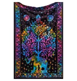 Tie Dye Elephant Tree of Life Tapestry