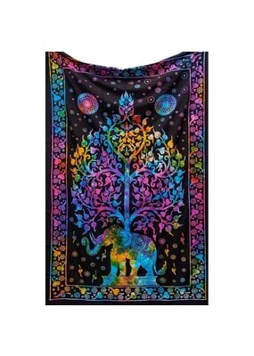 Tie Dye Elephant Tree of Life Tapestry