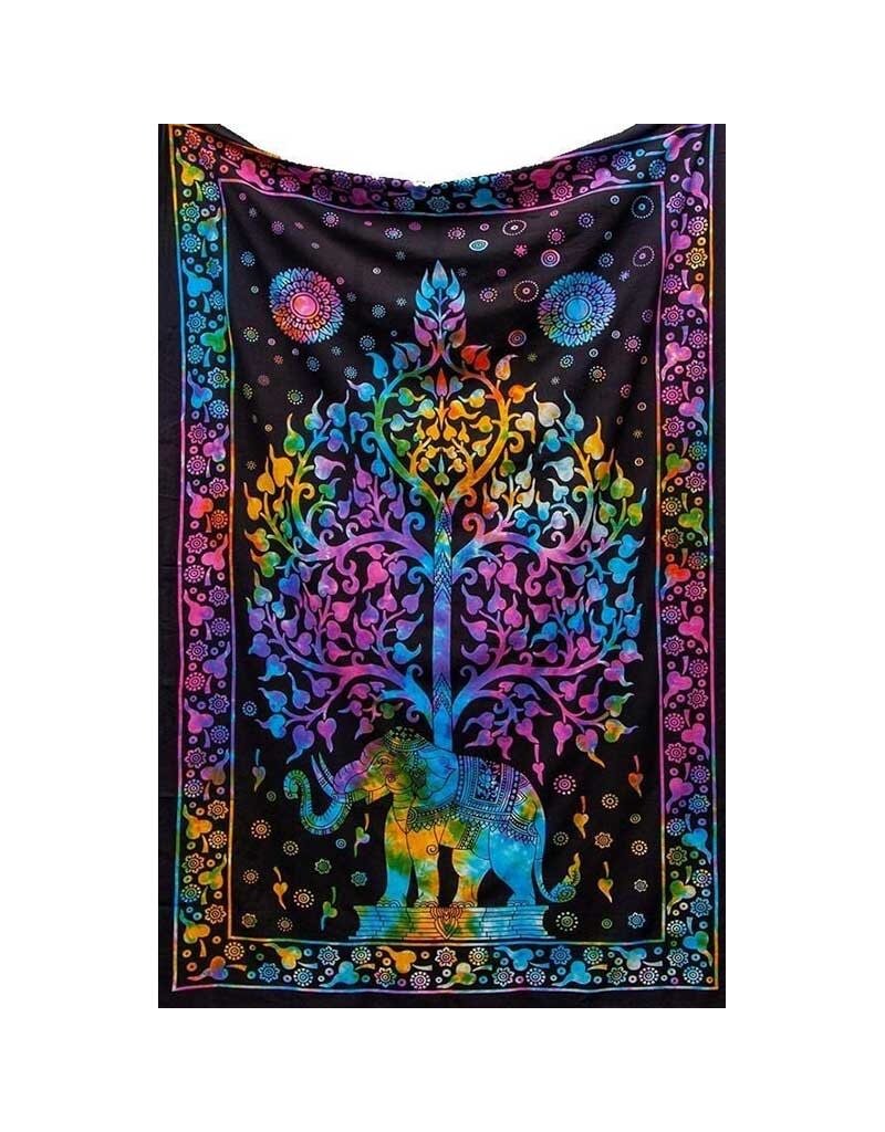 Tie Dye Elephant Tree of Life Tapestry