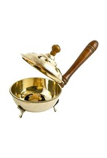 Brass Moon Star Censer Burner with Wooden Handle 9"L