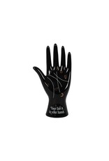 Ceramic Palmistry Hand Black 8"H