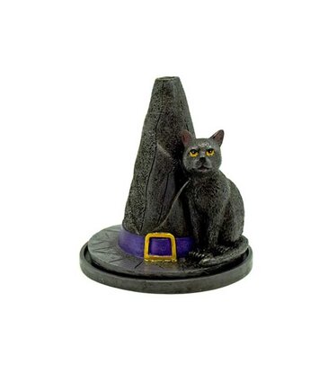 Fantasy Gifts Witches Hat with Cat Incense Burner