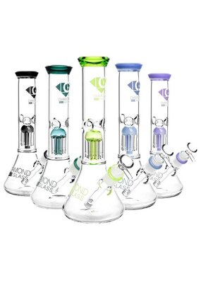11" Diamond Glass Mansion 8 Arm Tree Perc Water Pipe