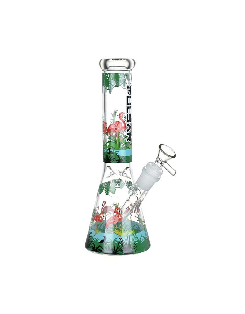 10" Pulsar Chillin' Flamingos Beaker Water Pipe