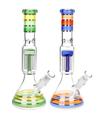 12" Elegant Stripes Tree Perc Beaker Water Pipe