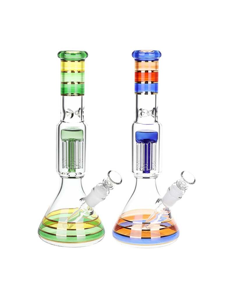 12" Elegant Stripes Tree Perc Beaker Water Pipe
