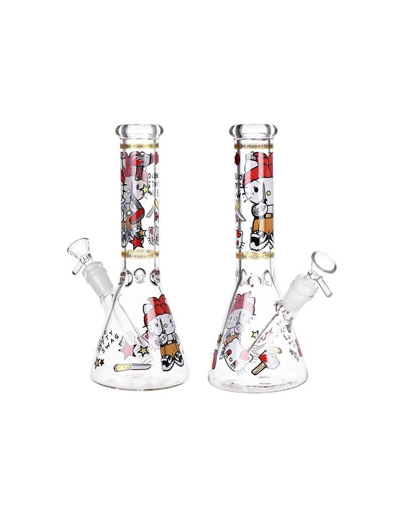 10" Gangsta Cat Will Cut You Beaker Water Pipe