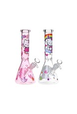 10" Greetings Cat Glow Beaker Water Pipe