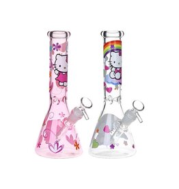 10" Greetings Cat Glow Beaker Water Pipe