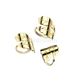 Gold Stainless Steel Wrap Around 2-Leaf Ring