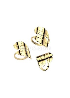 Gold Stainless Steel Wrap Around 2-Leaf Ring