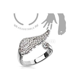 Angel Wing Multi-Pave Gems Adjustable  Mid-Ring / Toe Ring