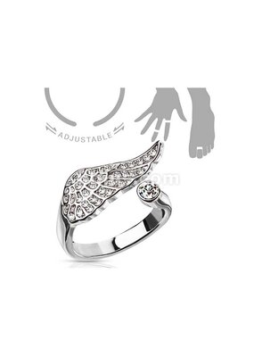 Angel Wing Multi-Pave Gems Adjustable  Mid-Ring / Toe Ring