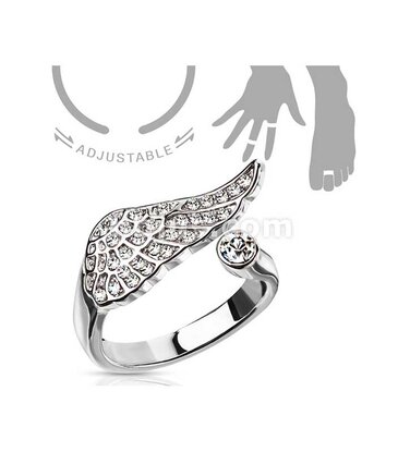 Hollywood Body Jewelry Angel Wing Multi-Pave Gems Adjustable  Mid-Ring / Toe Ring