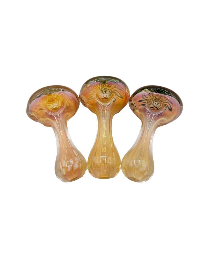 4" Swirl Cap Heavy Hand Pipe Silver Fumed