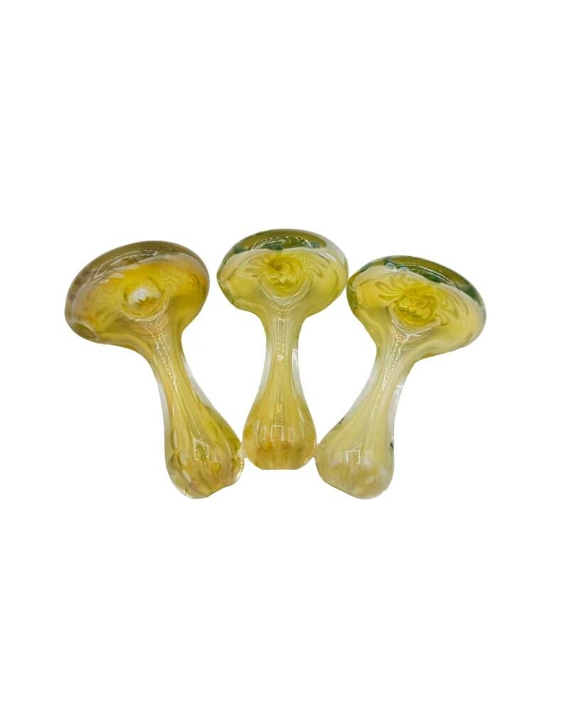 4" Swirl Cap Heavy Hand Pipe Gold Fumed