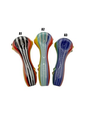 4" Hippie Hook Up Multi-Color Lined Marty Hand Pipe