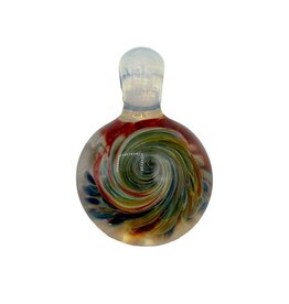 Frit Swirl Implosion Pendant with Opal Hook