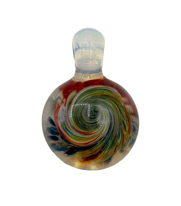 Frit Swirl Implosion Pendant with Opal Hook