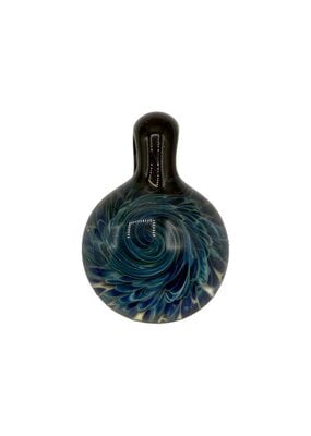 Frit Swirl Implosion Pendant with Black Hook