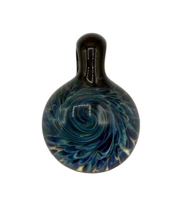 Frit Swirl Implosion Pendant with Black Hook