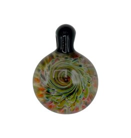 Frit Swirl Implosion Pendant with Black Hook
