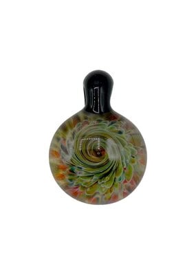 Frit Swirl Implosion Pendant with Black Hook