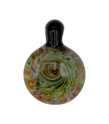 Frit Swirl Implosion Pendant with Black Hook